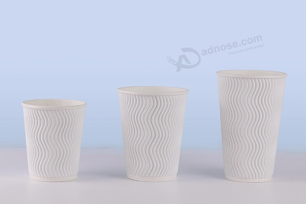 Bicchiere di carta ondulato stampato con logo personalizzato usa e getta