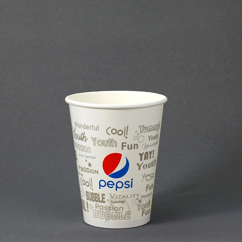Bicchiere di carta monouso personalizzato a parete singola per bevande fredde