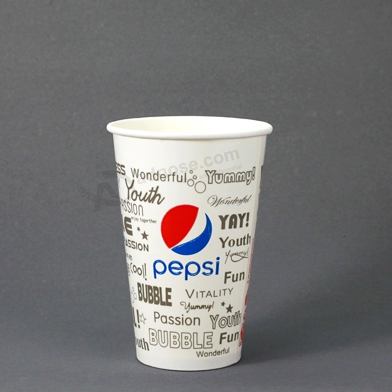 Copo de papel de parede única descartável personalizado para bebidas geladas