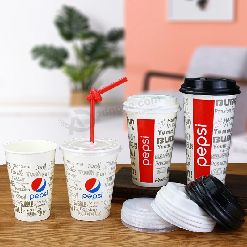 Bicchiere di carta monouso personalizzato a parete singola per bevande fredde