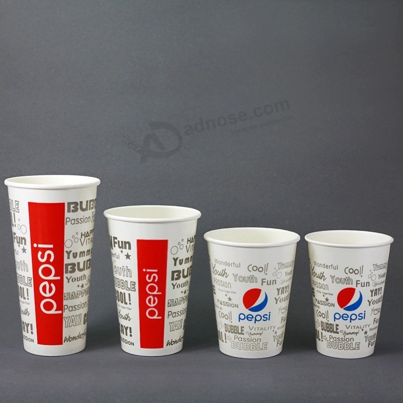 Vaso de papel de pared simple desechable personalizado para bebida fría