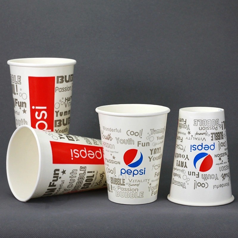 Copo de papel de parede única descartável personalizado para bebidas geladas