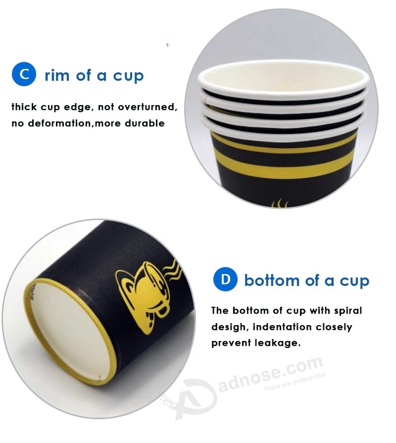 Custom Logo Printed Hot Tea / Coffee Paper Cup
