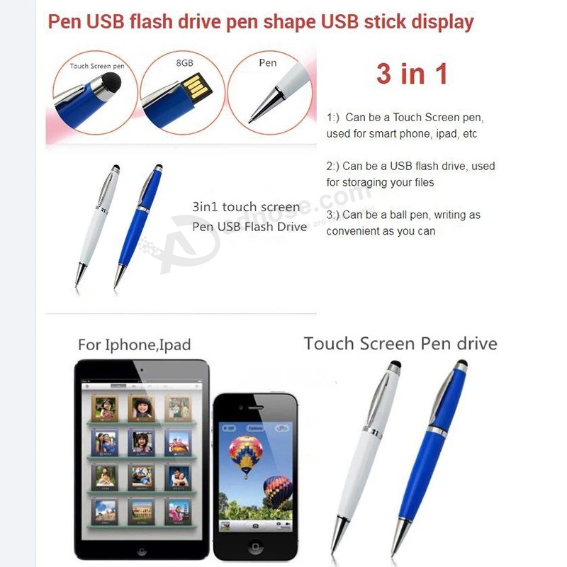 OEM Touch Screen Pen USB Flash Drive 8GB 16GB 32GB Pen Shape USB Flash Memory Disk