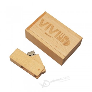 Custom Logo Wooden USB Flash Stick Pendrives 8GB 32GB 64GB 2.0 Real Capacity Memory Sticks Photography Disk (Over 10PCS Free Logo)