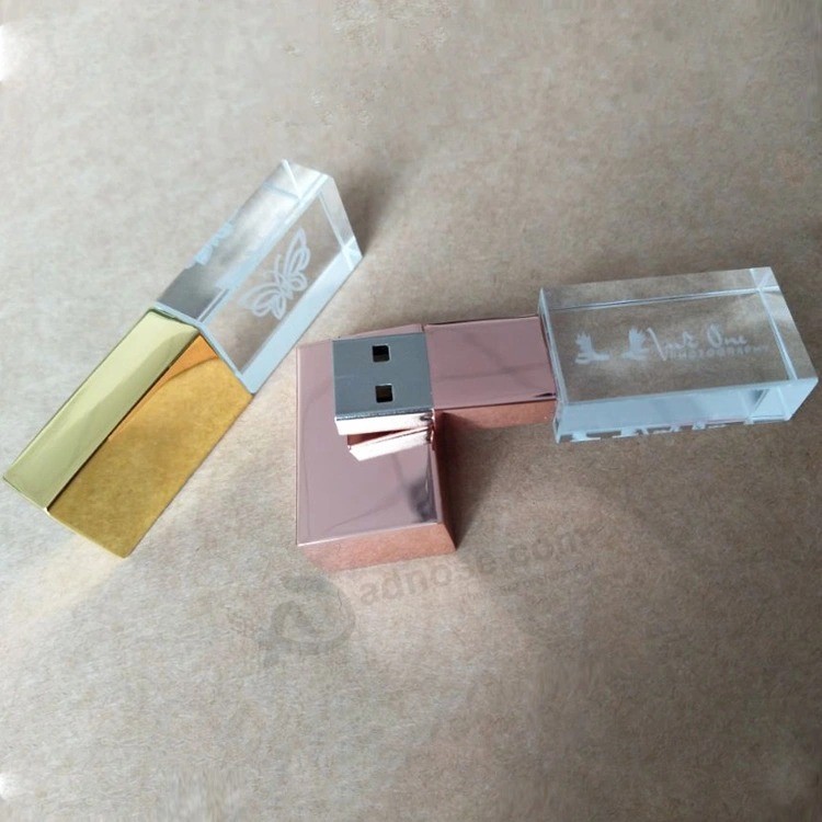 Креативный логотип кристалл светодиодный USB розовое золото кристалл флэш-накопитель флэш-диск 4 г 8 ГБ 16 ГБ 32 г 64 ГБ