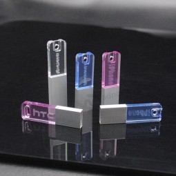 Clé USB portable en cristal lumineux, journal d’entreprise personnalisé632GB, disque en métal U de 64 Go bouton de vente en gros ultra-mince d’usine