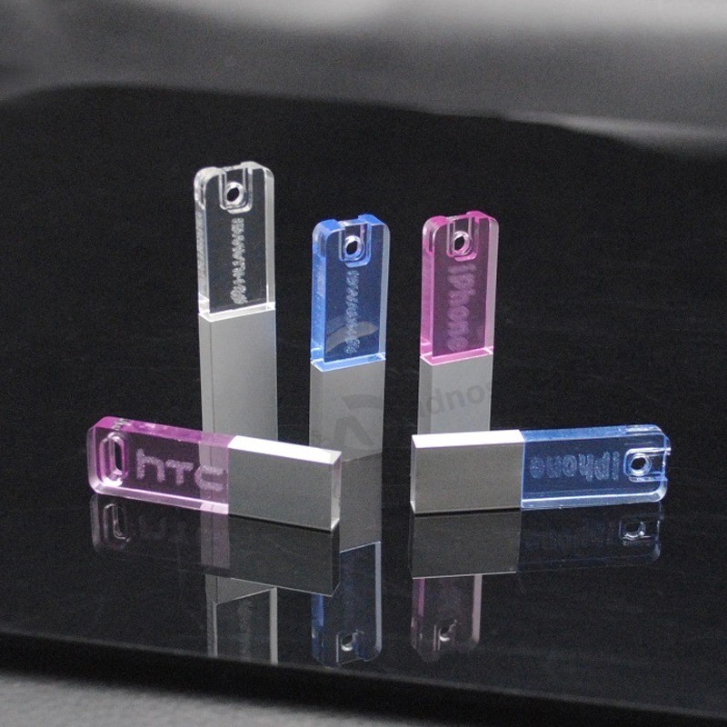 夜光水晶便携式USB闪存盘，定制公司Log632GB，64gb金属U盘超薄工厂批发按钮
