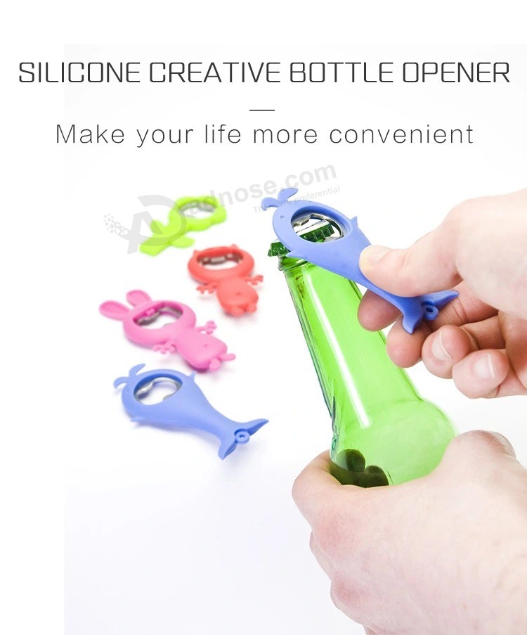 Promotion Gift Silicone Beer Bottle Opener with Key Chain