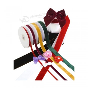 Ruban de velours floqué de couleur unie à bas prix et la meilleure vente pour la décoration / Noël / fête / emballage cadeau