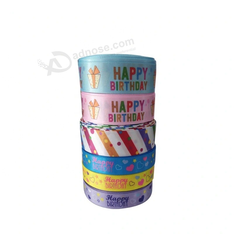 Factory customized 100% polyester Printed Ribbon, organza Ribbon, velvet Ribbon, for product Packaging, christmas Gift Box Packaging, party Dressing
