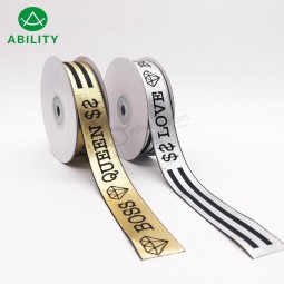 뜨거운 판매 금박 인쇄 그로 그레인 리본 의류