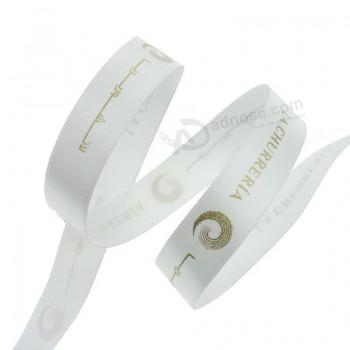 customized gold stamping gift decoration satin ribbon in roll