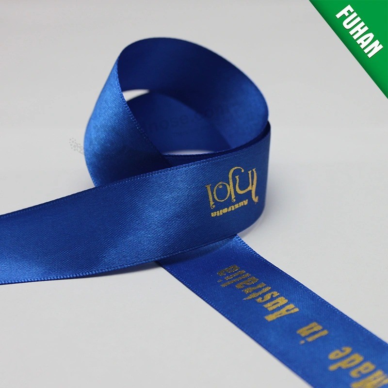 Customized Gold Stamping Gift Decoration Satin Ribbon in Roll