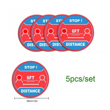 3D Anti Slp Jardin Bleu Sécurité 6FT Distance Sociale Sol Autocollant