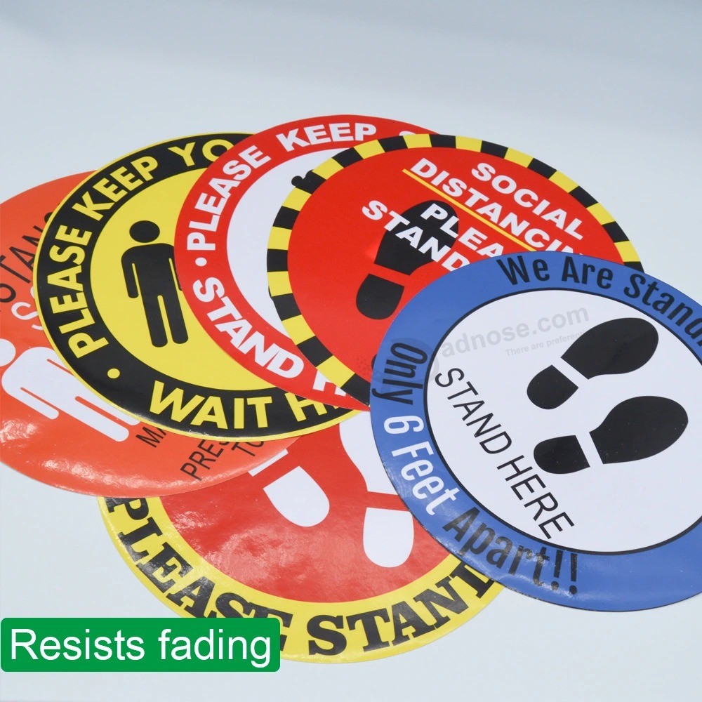 Dia 30cm Round shape Custom warning Graphic keep Social distance Floor sticker Decal