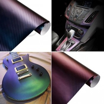Caméléon 3D Fibre de Carbone Vinyle Film Wrap Feuille Auto Voiture Camion Carrosserie Décoration Autocollant Moto Voiture Style