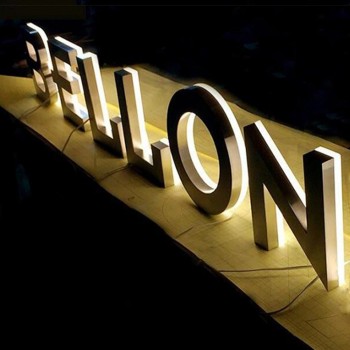 Panneau publicitaire rétroéclairé en acier inoxydable Panneau de lettre de canal LED 3D extérieur pour le nom du supermarché