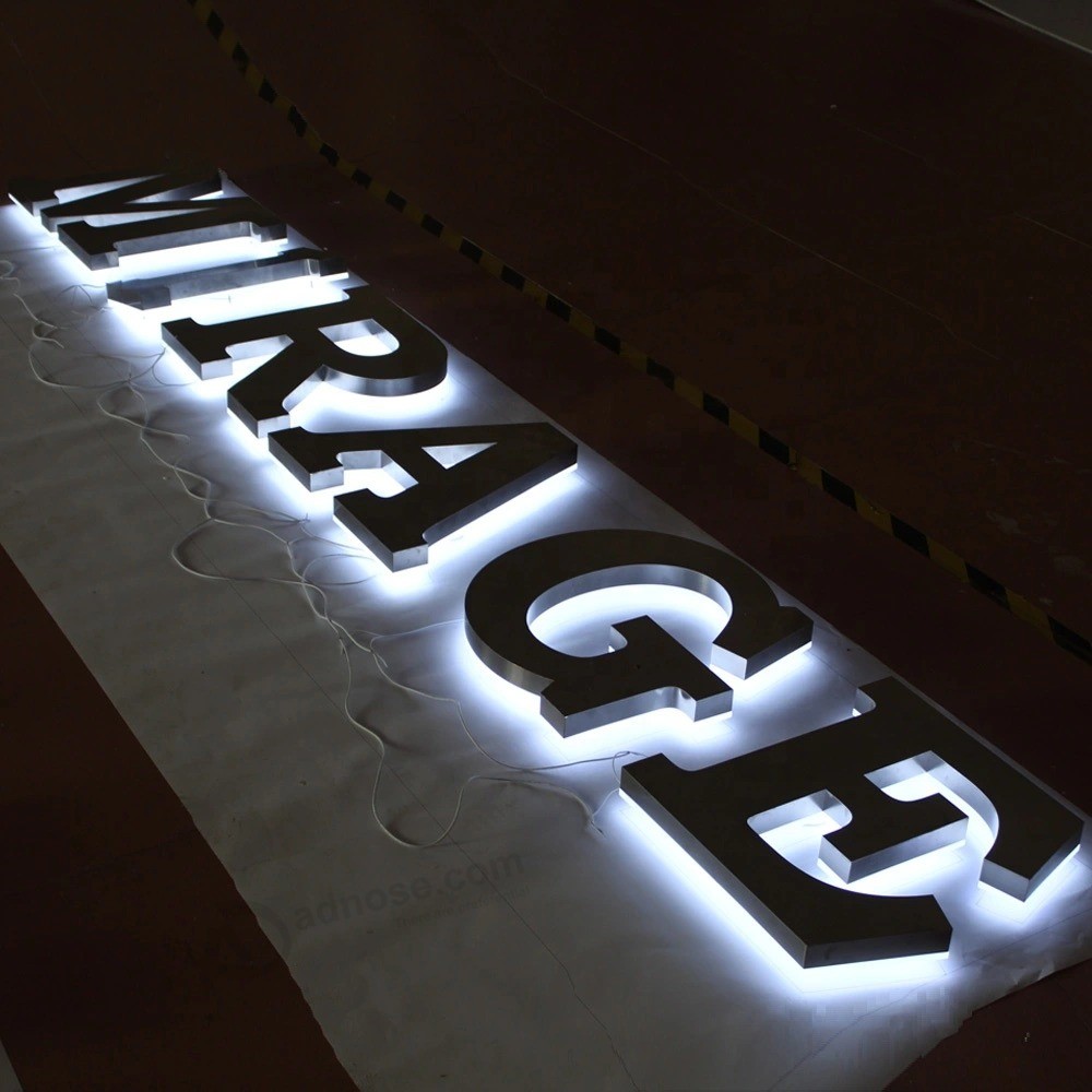 Sinal de publicidade retroiluminado de aço inoxidável Canal de LED 3D ao ar livre Sinal de carta para supermercado Nome