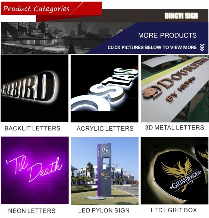 Design personalizado Publicidade LED frontal iluminado canal Carta para logotipo