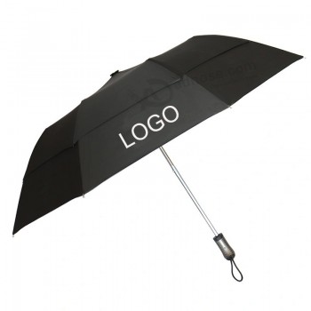 Parapluie de golf pliant coupe-vent de 25 pouces à ouverture automatique double couche 2 pour les cadeaux / publicité / promotion / hommes femmes (YZ-19-07)