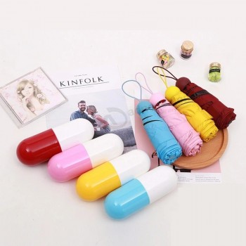 Vente en gros unique compact voyage 5 plis publicité mini capsule parapluies de poche