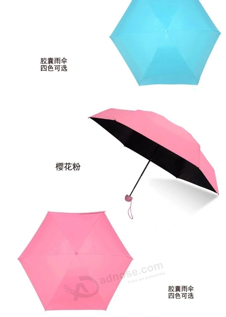Wholesale unique Compact travel 5 fold Advertising mini Capsule pocket Umbrellas
