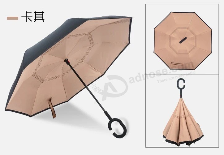 カスタムロゴ広告傘ハンズフリー傘2層逆傘