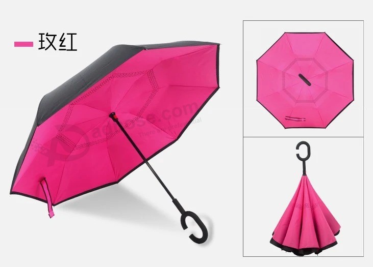 Logotipo personalizado Paraguas publicitario Paraguas manos libres Paraguas inverso de doble capa