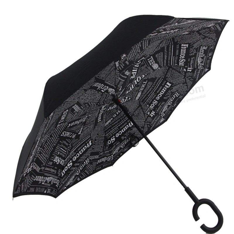 62/68英寸自动防风直筒高尔夫伞，带有定制徽标印刷通风双顶篷，用于礼物/促销/广告