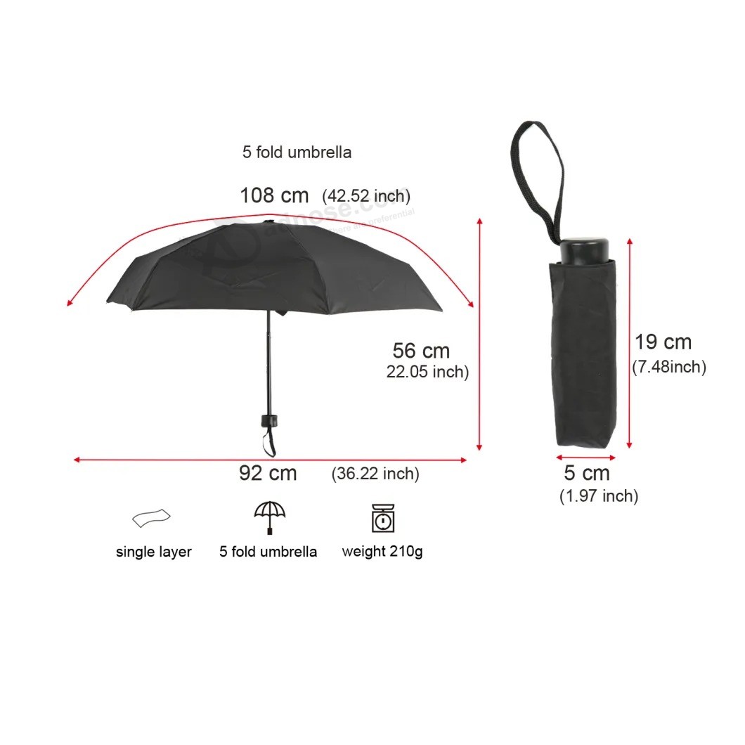 Smallest 5 folding Umbrella in black Advertising umbrella Promotion Umbrella