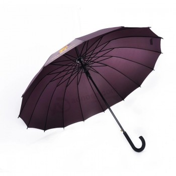 haak rubberen handvat lange rechte paraplu met 16 ribben