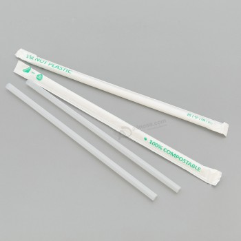 compostable PLA straw with individual packing in paper