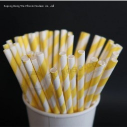 6mm*customized disposable biodegradable yellow+white multicolor drinking paper straw