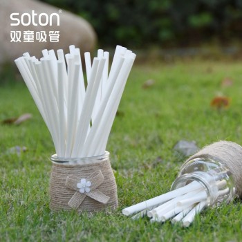 Paille en papier compostable jetable de fête de couleur blanche unie