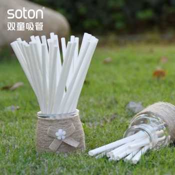Party Disposable Compostable Paper Straw with Plain White Color