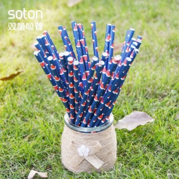 Paille en papier de chapeau de Noël biodégradable jetable de fête