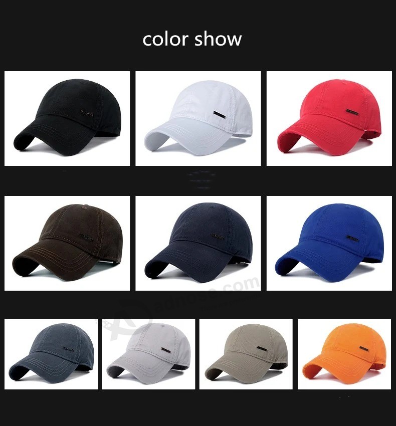 Custom Cotton Sport Baseball Cap Hat Advertising Hat with Metal Label Logo 6 Panels Design Your Own Cap