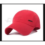 benutzerdefinierte Baumwolle Sport Baseball Caps Werbung Hut mit Metall Label Logo 6 Panels entwerfen Sie Ihre eigene Mütze