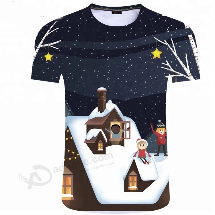 Merry christmas Gift creativity Homecoming party Short sleeve Group clothing Advertising shirt Custom printing Graphic T Shirt