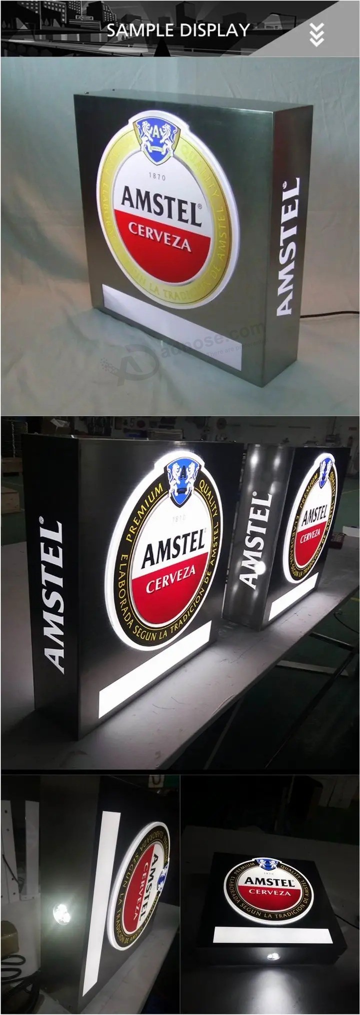 Espositore luminoso a LED per birra personalizzato professionale per bar