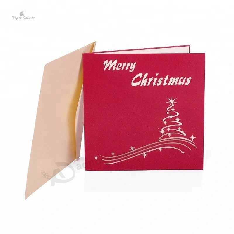 Merry christmas Tree gift Card 3D Pop up card Handmade custom Greeting cards Christmas gifts Souvenirs Postcard