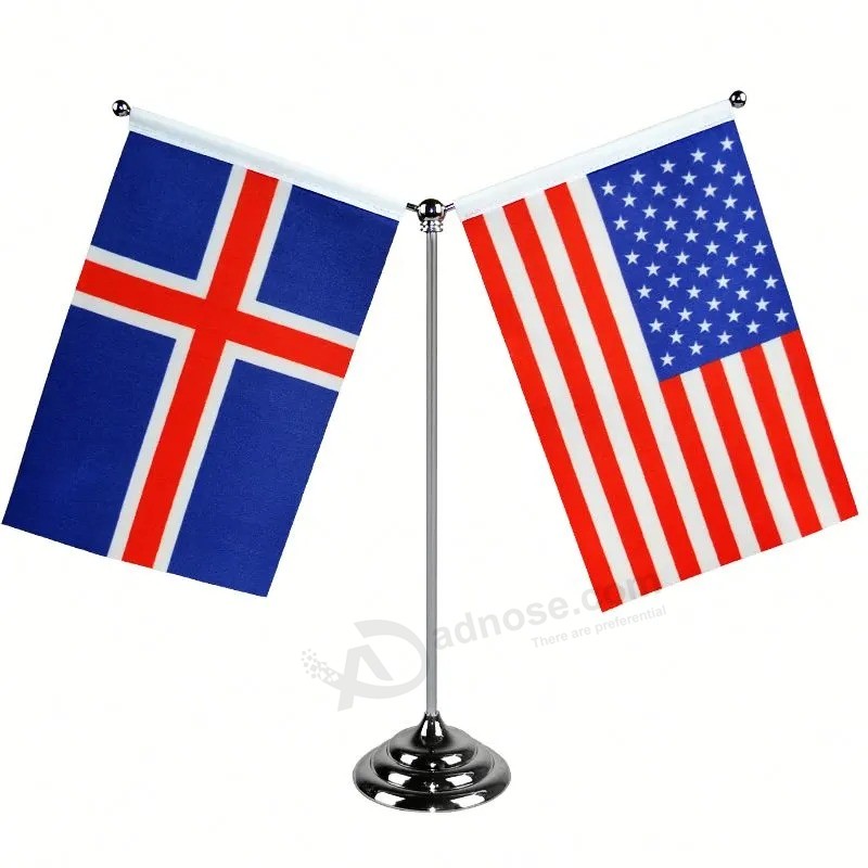卸売小さな旗さまざまな国フラグテーブルデスクフラグ金属とプラスチックスタンド