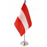 Bandera de mesa de austria de 14 * 21 cm, bandera pequeña de mesa de oficina con bandera austriaca pequeña en soporte con soporte