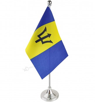 RPET pas cher Mini Barbados Table Flag Drapeau de bureau imprimé personnalisé, drapeaux de table de Noël