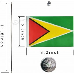 mesa de atacado Bandeira de mesa da guiana com mastro e base de metal