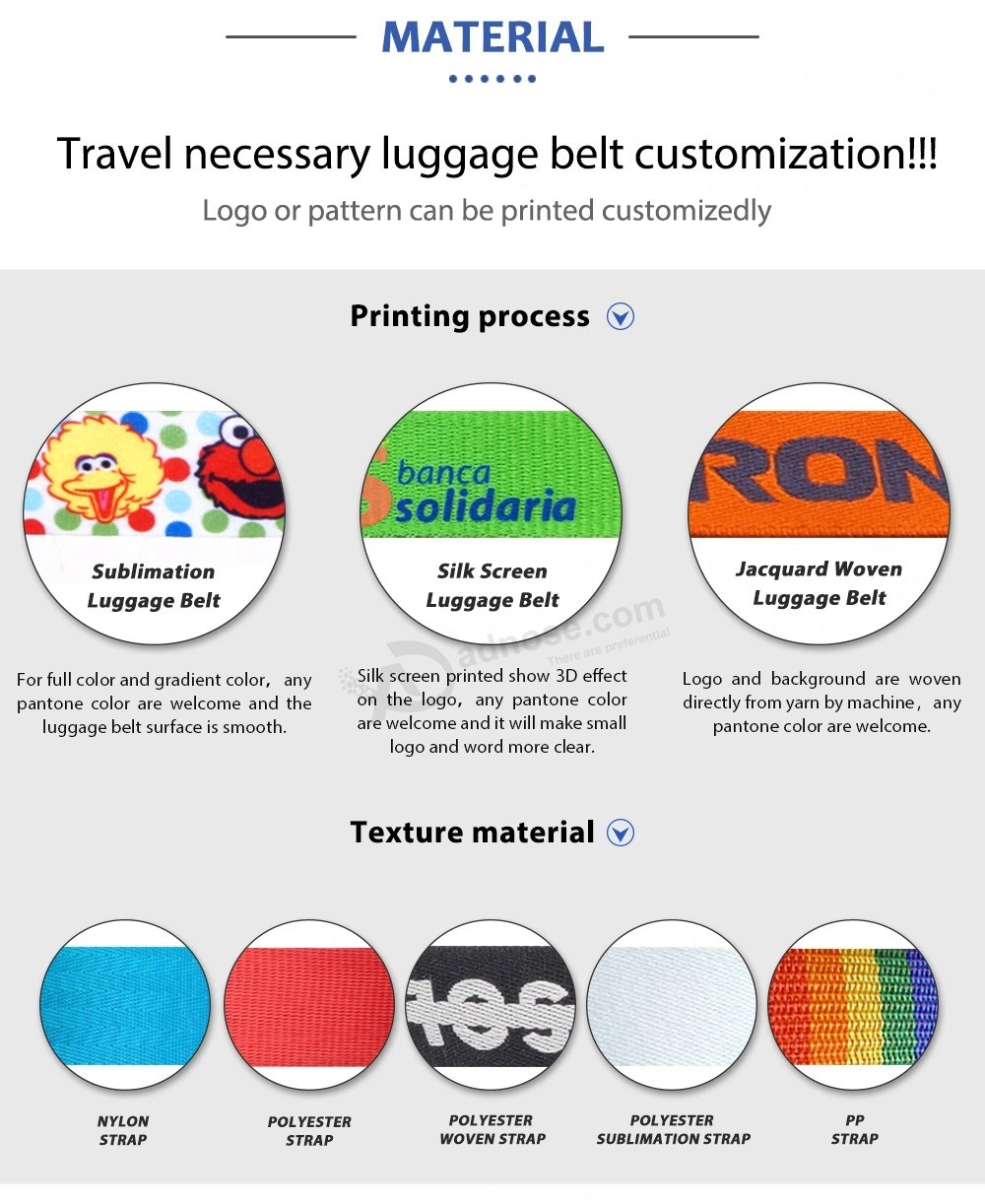 Colorful Polyester Material Sublimation Printing Travelling Elastic Luggage Strap