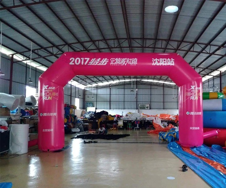 Red Inflatable Arch with Logos for Advertising