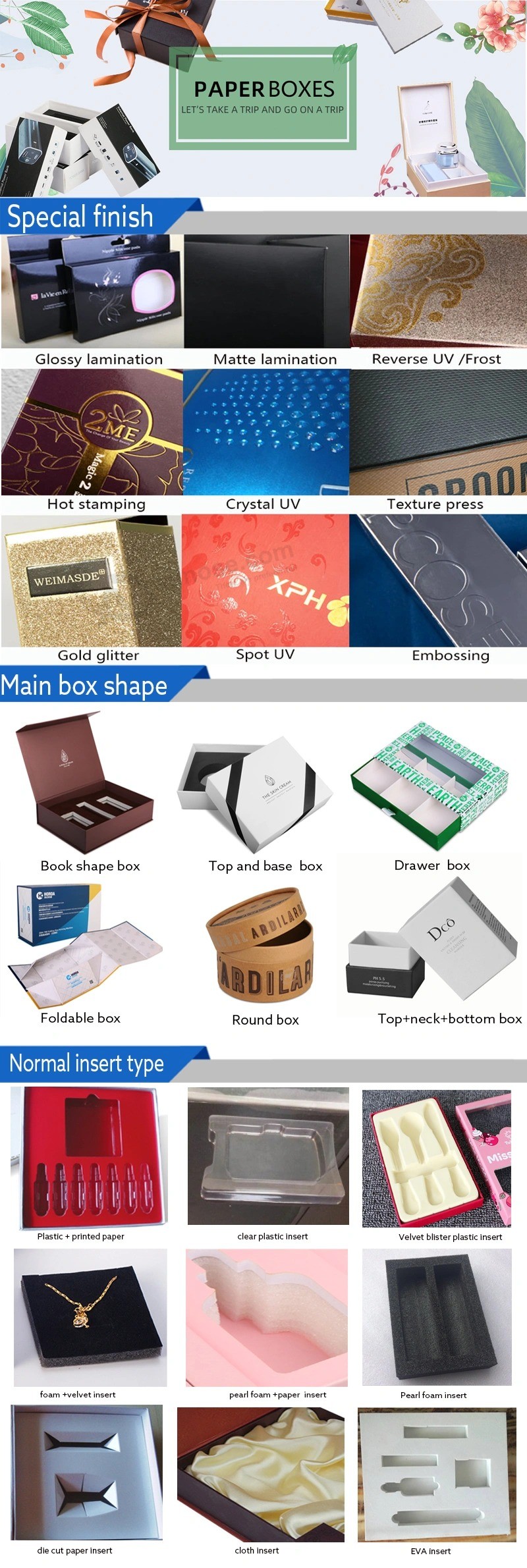注文の印刷のペーパーディバイダーの挿入物のお茶セットの包装の引出しのギフト用の箱