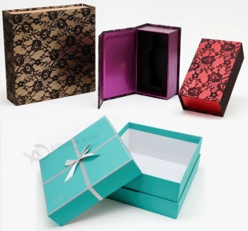 Boîte-cadeau en papier de bijoux imprimé à la main personnalisé pour l’emballage